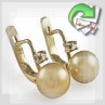 Золотые серьги с жемчугом и бриллиантом "Golden Pearl"