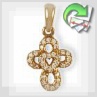 Золотой кулон с бриллиантами "Сердце в Кресте"