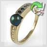 Золотое кольцо с жемчугом сапфиром и бриллиантом "Жемчужина"