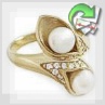 Золотое кольцо с жемчугом  "Царица морская" - бриллианты