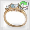 Золотое кольцо с голубым топазом "Топазовая триада"