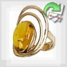 Золотое кольцо с янтарем "Глория"
