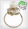 Золотое кольцо с жемчугом и бриллиантами "Солнечный зайчик"